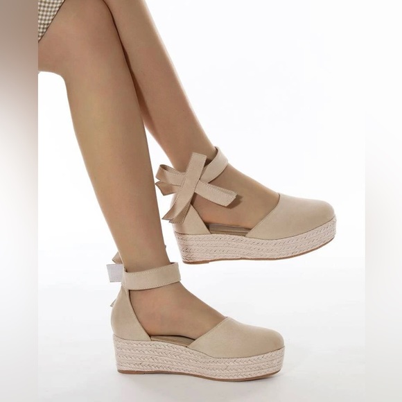SHEIN | Shoes | Bow Decor Ankle Strap Espadrille Wedge Shoes | Poshmark